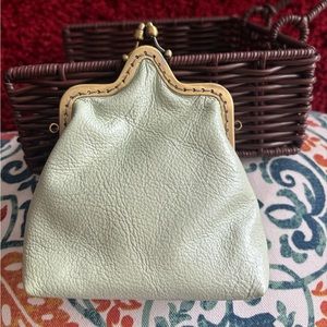 Leather Mini Purse Kiss Lock Coin Purse